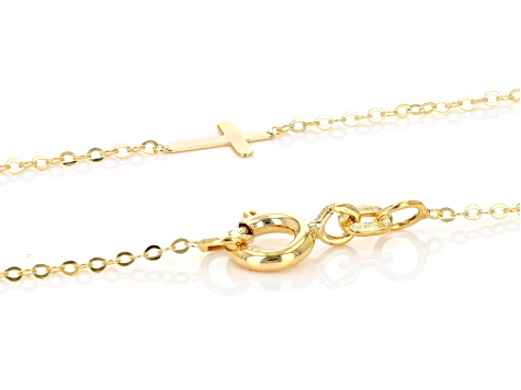 10k Yellow Gold Cross Station 32" Necklace