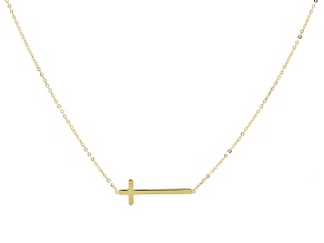 10k Yellow Gold Sideways Cross 18" Necklace