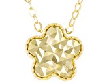 10K Yellow Gold Diamond-Cut Flower 18 Inch Necklace