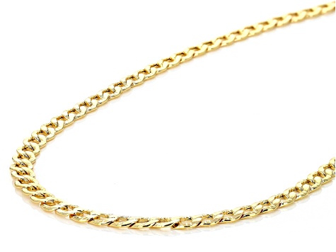 10k Yellow Gold 4.5mm Hammered Curb Link 18" Chain