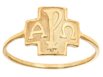 Picture of 10k Yellow Gold Alpha And Omega Cross Ring