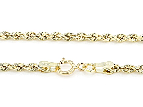 10K Yellow Gold 2.5mm Rope 20 Inch Chain