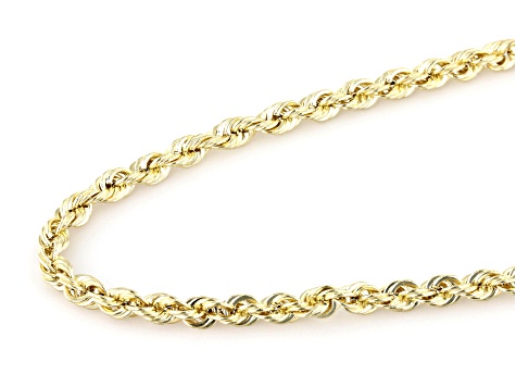 10K Yellow Gold 2.5mm Rope 24 Inch Chain