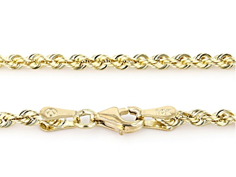 10K Yellow Gold 2.5mm Rope 24 Inch Chain