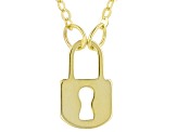 10K Yellow Gold Lock 18 Inch Necklace