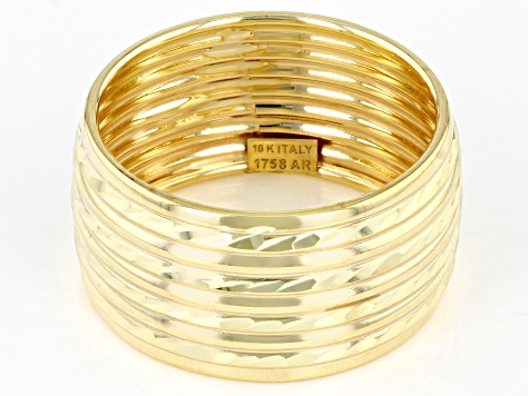 10K Yellow Gold Diamond Cut Band Ring