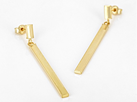 10K Yellow Gold Polished Bar Earrings