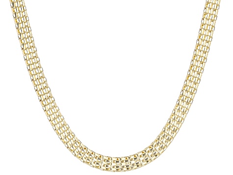 10K Yellow Gold Square Popcorn Link 18 Inch Chain
