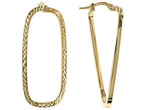 10K Yellow Gold Diamond Cut Rectangle Wave Earrings