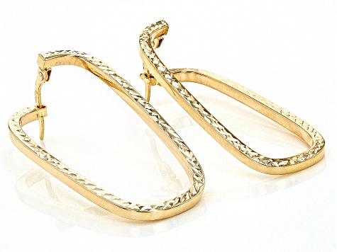 10K Yellow Gold Diamond Cut Rectangle Wave Earrings