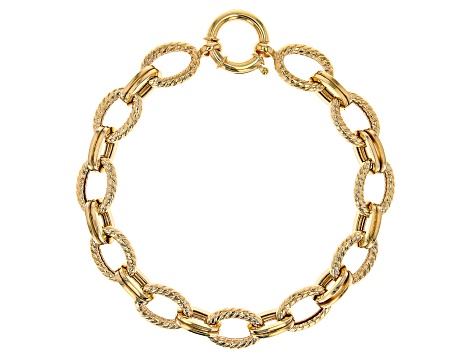 10K Yellow Gold Textured And Polished Designer Link Bracelet - AU1630 ...