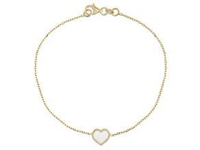 10K Yellow Gold Mother-Of-Pearl Heart Bracelet