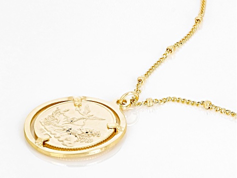 10K Yellow Gold Coin Replica 18 Inch Necklace