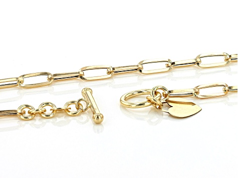 10K Yellow Gold Paperclip 18 Inch Chain With Heart Toggle - AU1667 | JTV.com