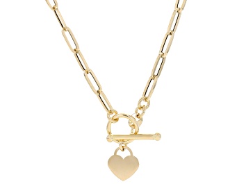 Picture of 10K Yellow Gold Paperclip 22 Inch Chain With Heart Toggle