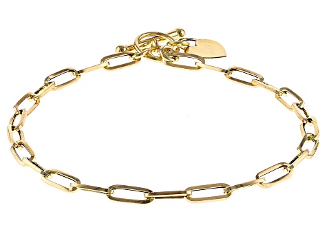 10K Yellow Gold 3.8mm Paperclip Link Bracelet With Heart Toggle