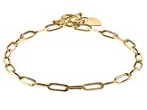 10K Yellow Gold 3.8mm Paperclip Link Bracelet With Heart Toggle