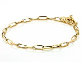 10K Yellow Gold 3.8mm Paperclip Link Bracelet With Heart Toggle