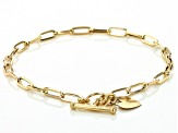 10K Yellow Gold 3.8mm Paperclip Link Bracelet With Heart Toggle
