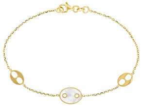 10K Yellow Gold Mariner Link Mother-of-Pearl Bracelet
