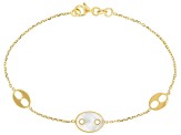 10K Yellow Gold Mariner Link Mother-of-Pearl Bracelet