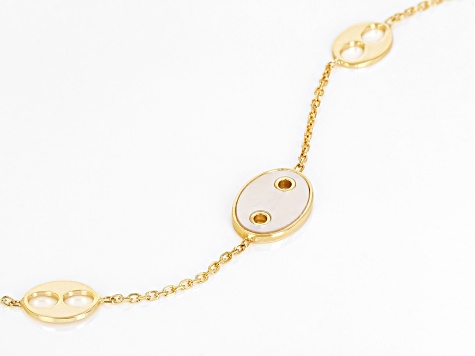10K Yellow Gold Mariner Link Mother-of-Pearl Bracelet