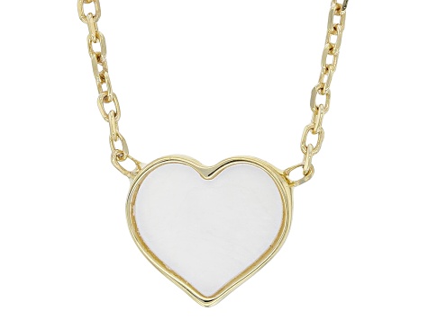 10K Yellow Gold Mother-Of-Pearl Heart Necklace