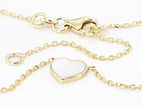 10K Yellow Gold Mother-Of-Pearl Heart Necklace