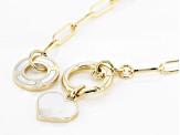 10K Yellow Gold Paperclip Link Bracelet With Mother-Of-Pearl Heart