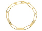 10K Yellow Gold Paperclip Script Bracelet