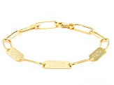 10K Yellow Gold Paperclip Script Bracelet