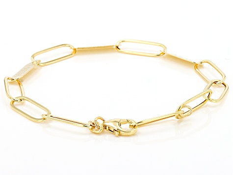10K Yellow Gold Paperclip Script Bracelet