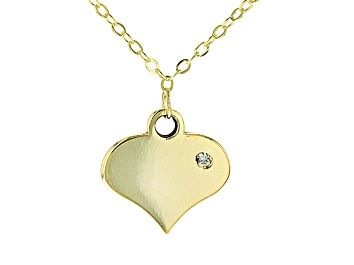 Picture of 10k Yellow Gold Heart 18 Inch Necklace With Diamond Accent