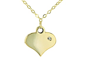10k Yellow Gold Heart 18 Inch Necklace With Diamond Accent
