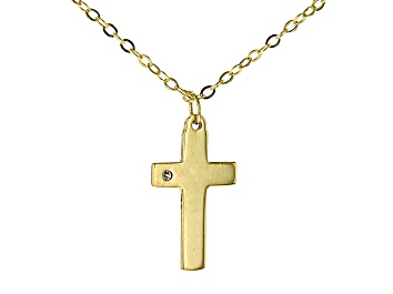 Picture of 10k Yellow Gold Cross 18 Inch Necklace With Diamond Accent