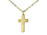 10k Yellow Gold Cross 18 Inch Necklace With Diamond Accent