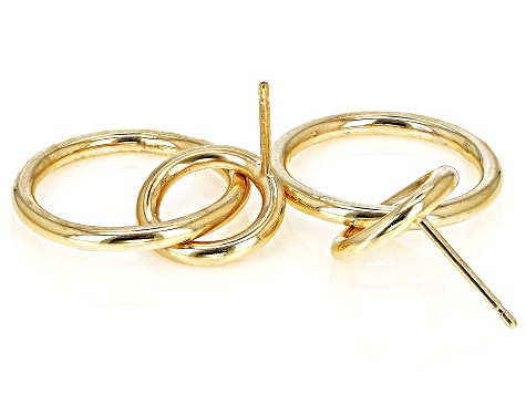 10k Yellow Gold 8 & 15mm Double Circle Drop Earrings