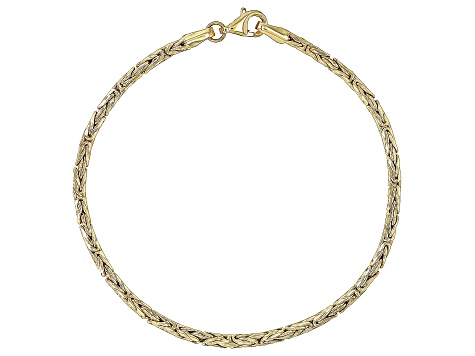10K Yellow Gold 2.3mm Round Byzantine Link Bracelet