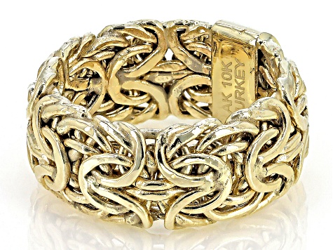 10K Yellow Gold Mirrored Byzantine Ring