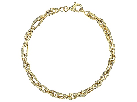 10k White & Yellow Gold Lobster Claw Clasp Bracelet Chain