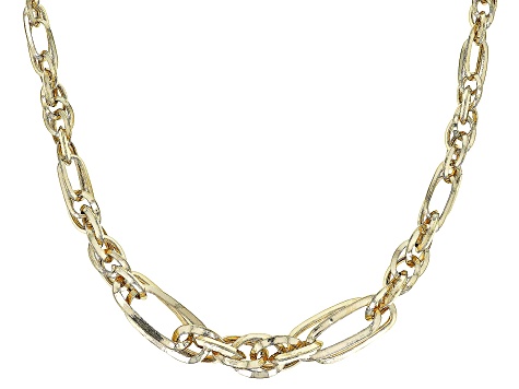 10K Yellow Gold Graduated Mixed Link 18 Inch Necklace