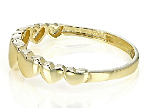 10K Yellow Gold Graduated Heart Band Ring