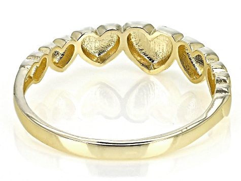 10K Yellow Gold Graduated Heart Band Ring