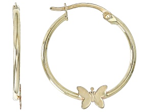 10K Yellow Gold Butterfly Hoop Earrings