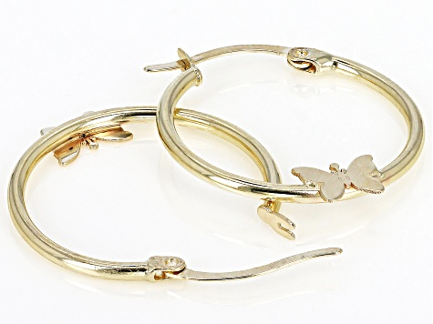 10K Yellow Gold Butterfly Hoop Earrings