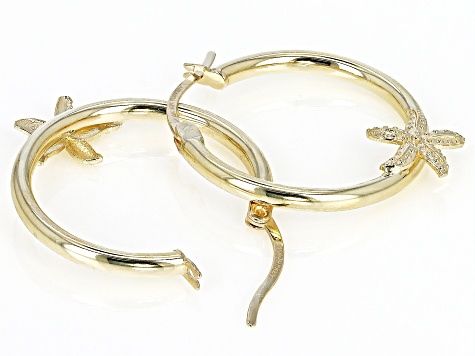 10K Yellow Gold Starfish Hoop Earrings
