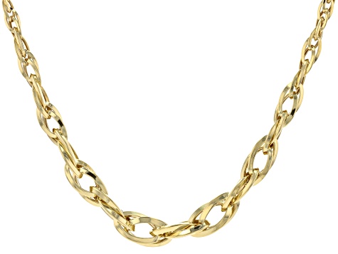 10K Yellow Gold Graduated Interlock Oval Link 20 Inch Necklace