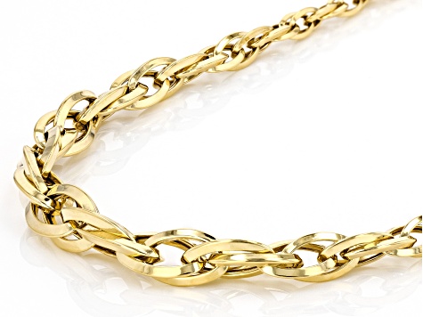 10K Yellow Gold Graduated Interlock Oval Link 20 Inch Necklace