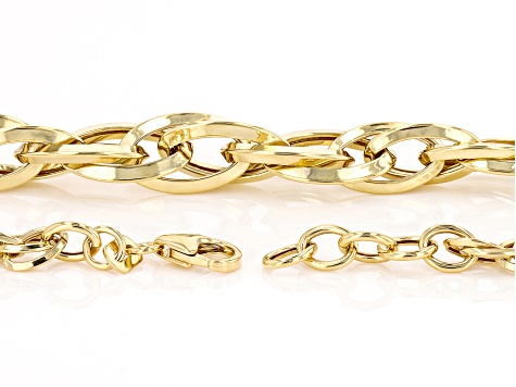 10K Yellow Gold Graduated Interlock Oval Link 20 Inch Necklace