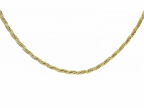 10k Yellow Gold Diamond-Cut Braided Omega 18 Inch Necklace